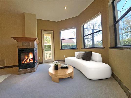 Fireplace, Interior, Living room, Recessed Lighting