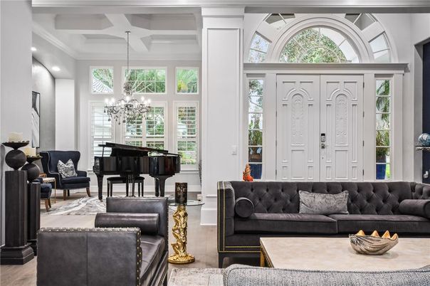 Chandelier, Interior, Living room, Piano, Recessed Lighting