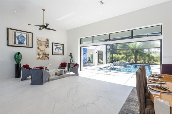 Interior, Living room, Marble, Pool, Recessed Lighting