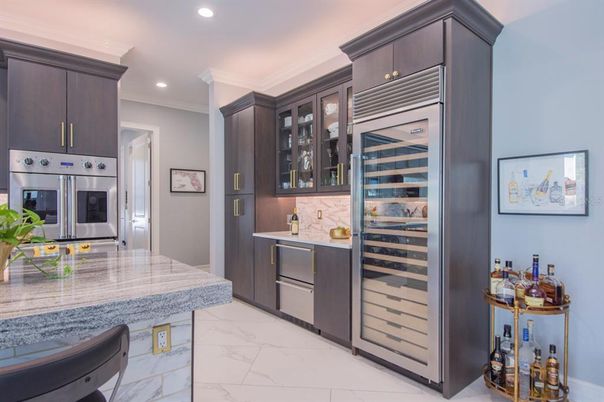 Interior, Kitchen, Marble, Recessed Lighting, Stainless Steel Appliances