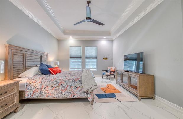 Bedroom, Interior, Marble, Recessed Lighting