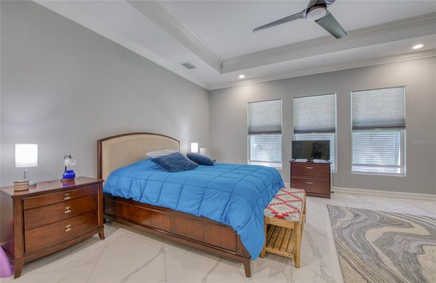 Bedroom, Interior, Marble, Recessed Lighting