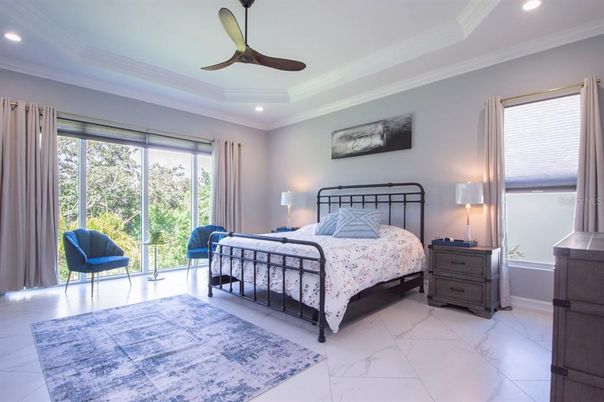 Bedroom, Interior, Marble, Recessed Lighting