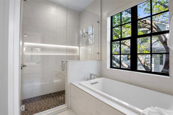 Bathroom, Glass Shower, Interior, Marble Walls