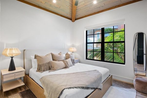 Bedroom, Interior, Recessed Lighting, Wooden Beams, Wooden Ceilings
