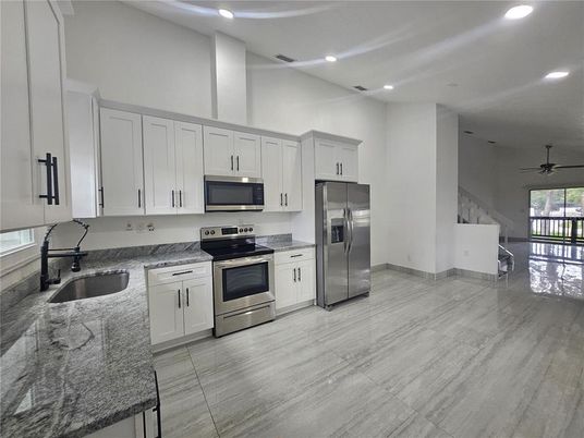 Interior, Kitchen, Recessed Lighting, Stainless Steel Appliances