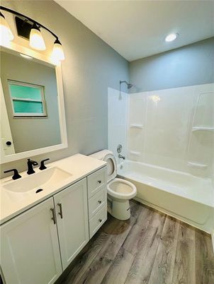 Bathroom, Interior, Recessed Lighting, Wood Texture Flooring