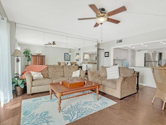 Interior, Kitchen, Living room, Pendant Lights, Recessed Lighting, Stainless Steel Appliances, Wood Texture Flooring