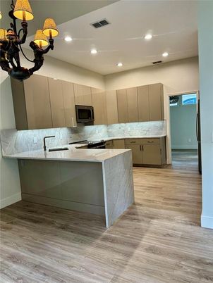 Interior, Kitchen, Recessed Lighting, Wood Texture Flooring