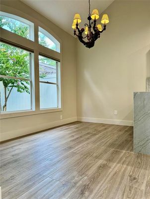 Chandelier, Empty room, Interior, Wood Texture Flooring