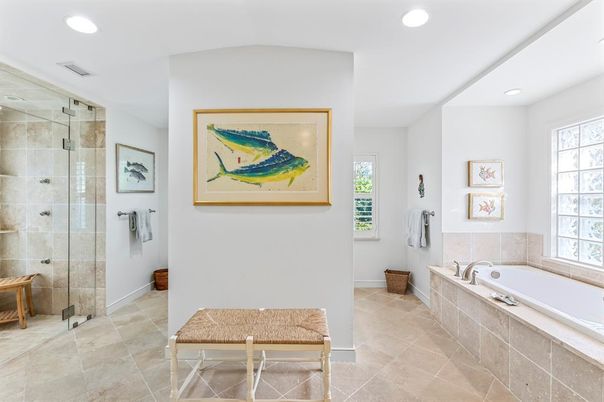 Bathroom, Glass Shower, Interior, Recessed Lighting