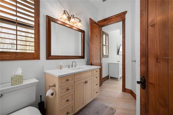 Bathroom, Dual Sink Vanities, Interior, Wood Texture Flooring