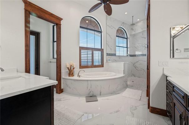 Bathroom, Interior, Marble, Marble Walls, Recessed Lighting