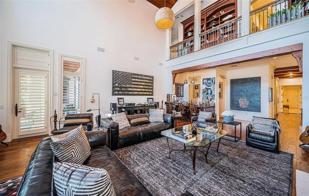 Interior, Living room, Pendant Lights, Wood Texture Flooring