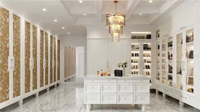 Chandelier, Interior, Marble, Recessed Lighting