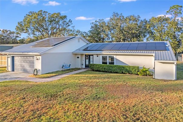 Attached, Backyard, Exterior, Facade, Solar Panels, Ranch