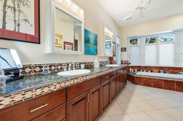 Bathroom, Dual Sink Vanities, Interior, Tile Countertops
