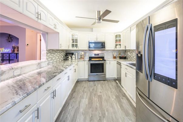 Interior, Kitchen, Stainless Steel Appliances, Wood Texture Flooring