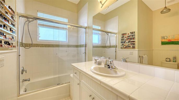 Bathroom, Glass Shower, Interior, Tile Countertops