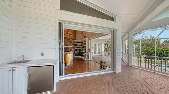 Interior, Stone Walls, Sun Room, Wood Texture Flooring