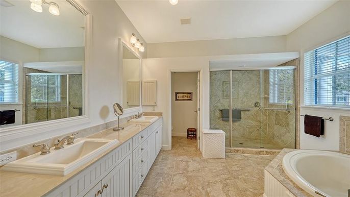 Bathroom, Dual Sink Vanities, Glass Shower, Interior