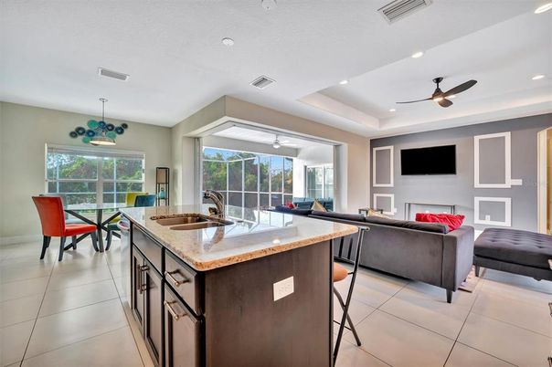 Dining room, Interior, Kitchen, Living room, Recessed Lighting