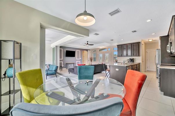 Dining room, Interior, Kitchen, Living room, Pendant Lights, Recessed Lighting