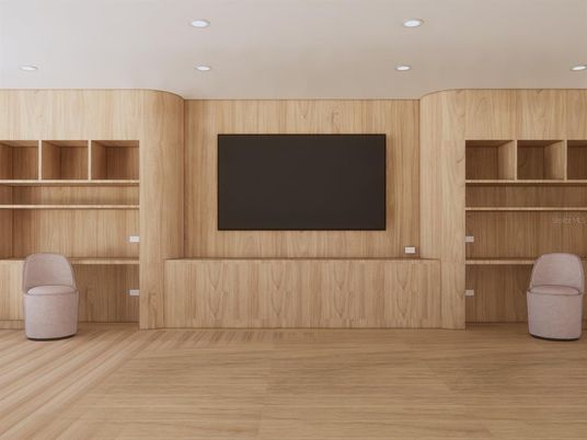 Interior, Recessed Lighting, Wood Texture Flooring, Wooden Walls