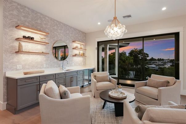 Interior, Living room, Pendant Lights, Recessed Lighting, Wood Texture Flooring