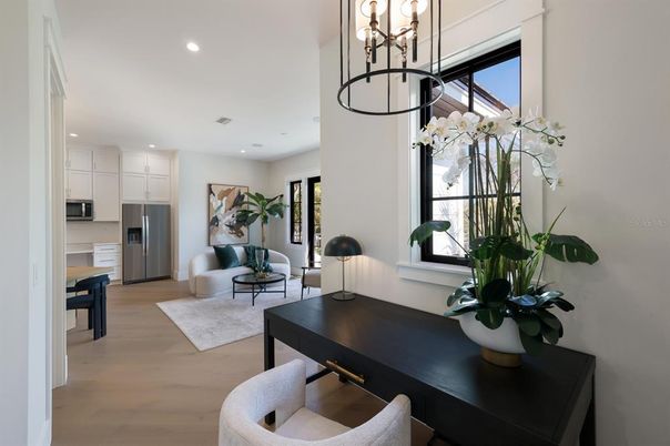 Interior, Kitchen, Living room, Pendant Lights, Recessed Lighting, Stainless Steel Appliances, Wood Texture Flooring