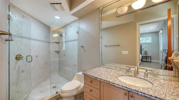 Bathroom, Glass Shower, Interior, Recessed Lighting