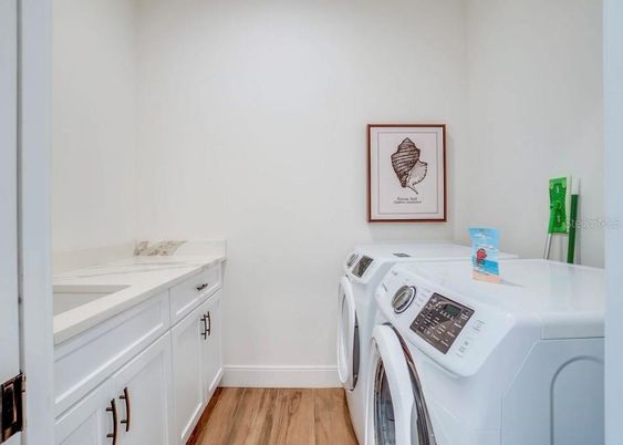Interior, Washer, Wood Texture Flooring