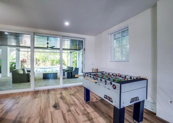 Game Room, Interior, Recessed Lighting, Wood Texture Flooring