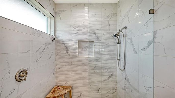 Bathroom, Glass Shower, Interior, Marble Walls