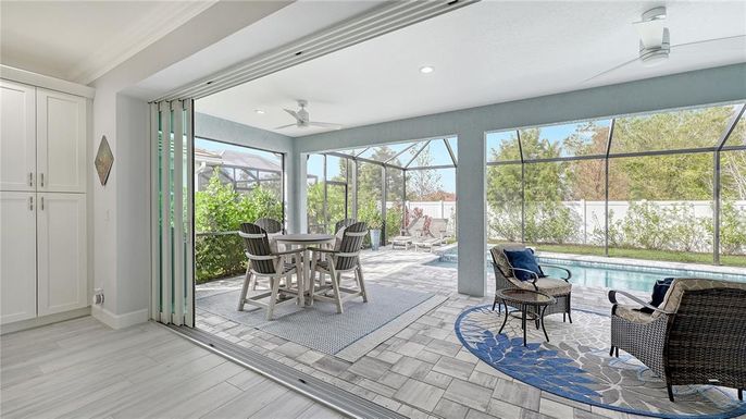 Dining room, Glass Ceilings, Interior, Pool, Recessed Lighting, Sun Room
