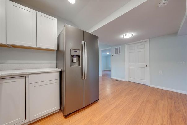 Interior, Kitchen, Recessed Lighting, Wood Texture Flooring