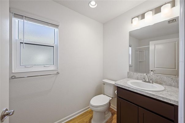 Bathroom, Interior, Recessed Lighting, Wood Texture Flooring