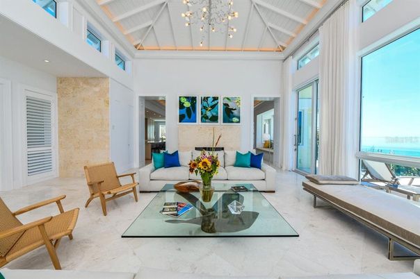 Interior, Living room, Pendant Lights, Stone Walls, Water