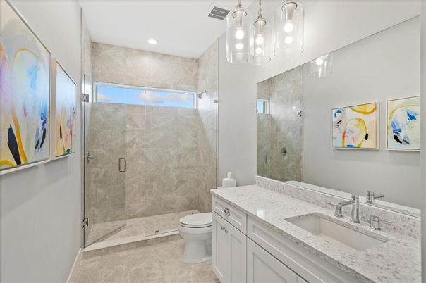 Bathroom, Dual Sink Vanities, Glass Shower, Interior, Recessed Lighting