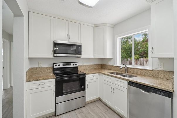 Interior, Kitchen, Stainless Steel Appliances, Wood Texture Flooring
