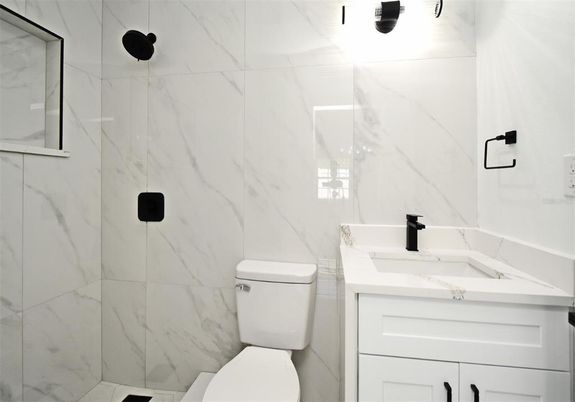 Bathroom, Glass Shower, Interior, Marble Walls