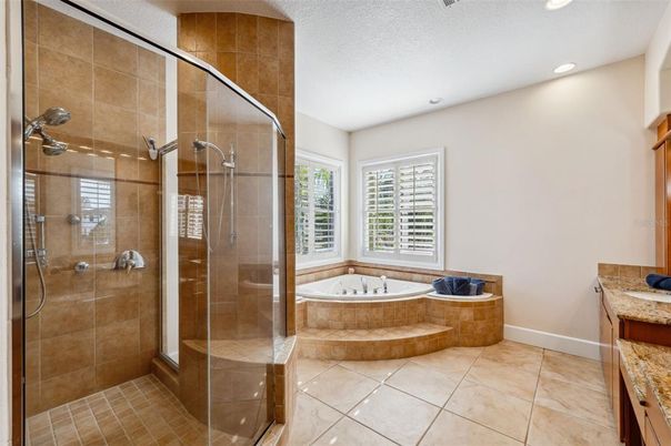 Bathroom, Glass Shower, Interior, Recessed Lighting