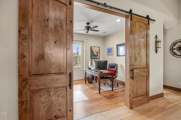Home Office, Interior, Recessed Lighting, Wood Texture Flooring