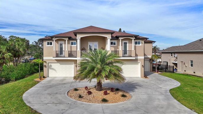 Attached, Backyard, Exterior, Facade, Mediterranean