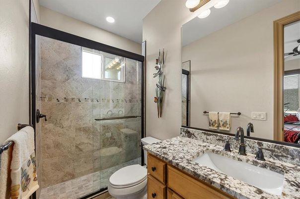 Bathroom, Glass Shower, Interior, Recessed Lighting