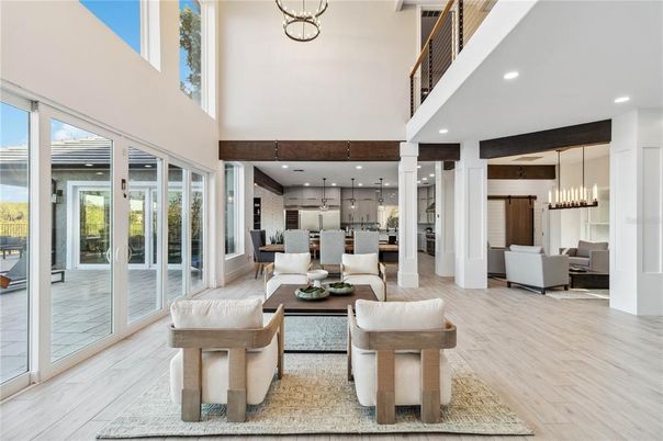 Dining room, Interior, Kitchen, Living room, Pendant Lights, Recessed Lighting, Wood Texture Flooring