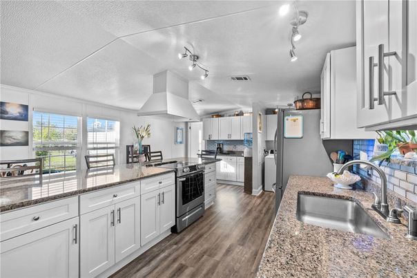 Interior, Kitchen, Stainless Steel Appliances, Wood Texture Flooring