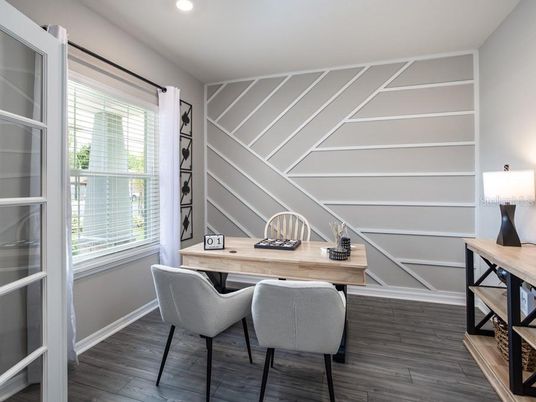 Home Office, Interior, Recessed Lighting, Wood Texture Flooring