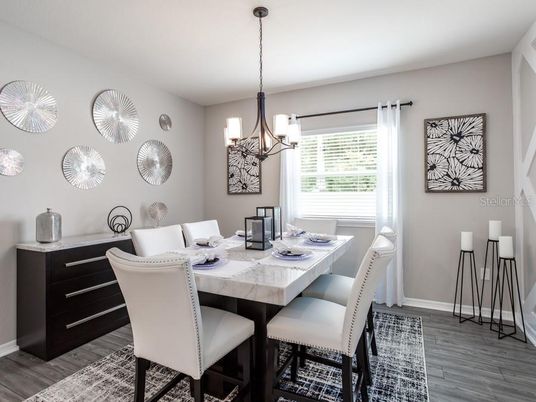 Chandelier, Dining room, Interior, Wood Texture Flooring