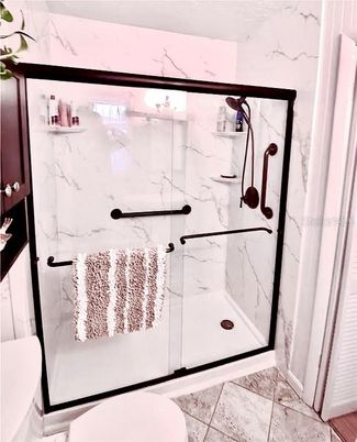 Bathroom, Glass Shower, Interior, Marble Walls
